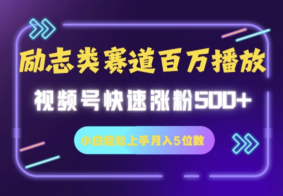 励志类赛道也能百万播放，快速涨粉500+视频号变现月入5位数-湘创网