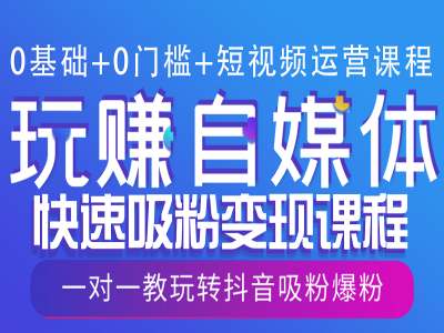 0基础+0门槛+短视频运营课程，玩赚自媒体快速吸粉变现课程，一对一教玩转抖音吸粉爆粉-湘创网
